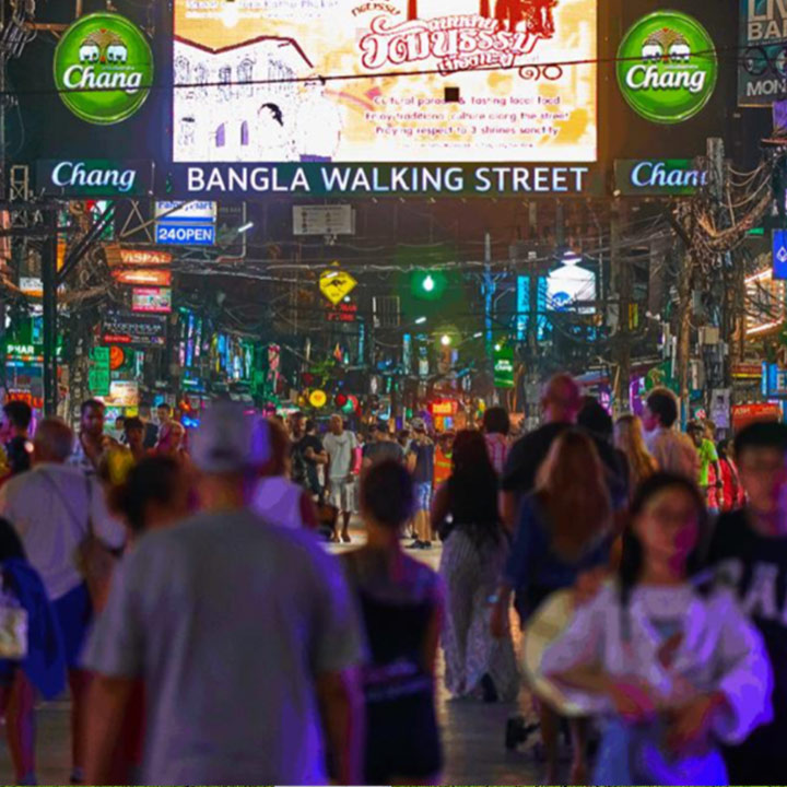 People Walking in Downtown Phuket